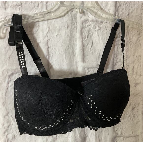 New Pure Beauty Size 38 C  Bra Rene Rofe Underwire Black Lace - Picture 4 of 6